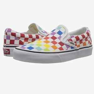 Vans checkerboard rainbow colorful slip on shoe - women’s 8 / mens 6.5 unisex